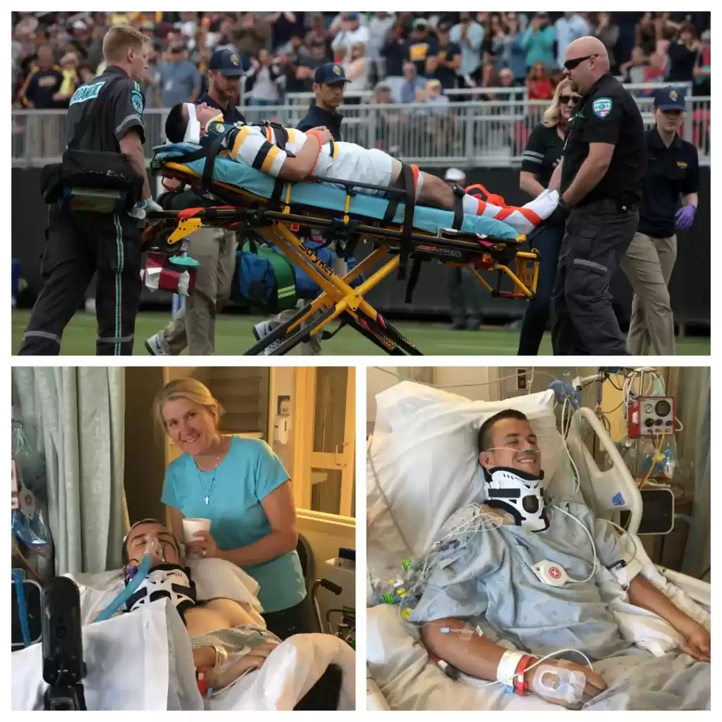 Photo collage of moments from my injury and initial days post-injury
